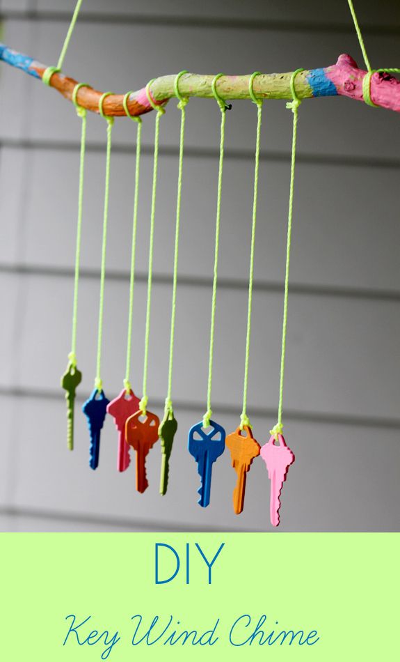 11. Make a wind chime out of old keys and acrylic paint. -   32 Cheap And Easy Backyard Ideas
