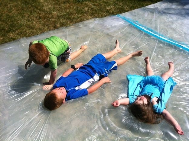 5. Make a giant outdoor water bed for the kids. -   32 Cheap And Easy Backyard Ideas