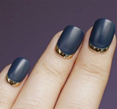 gold shine … navy matte nail polish .. Feeling the fall yet?
