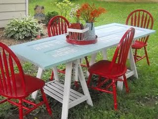 inside, outside–portable table.  Looks good with the indents but would want fla