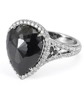 pear shaped black diamond ring