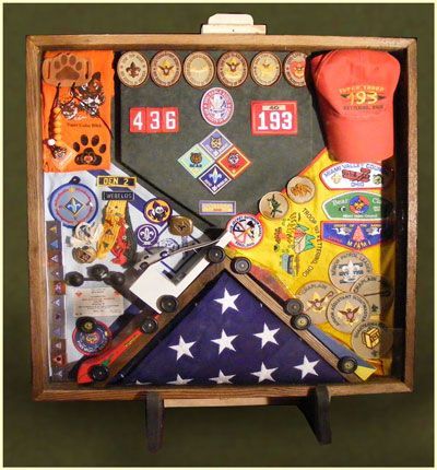 shadowbox display ideas for boy scouts, cub scouts, hs sports, etc