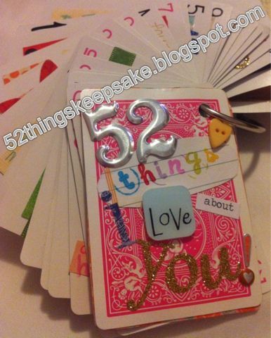 52 Things I Love About You Keepsake! Simple, cute deck of cards gift for boyfrie