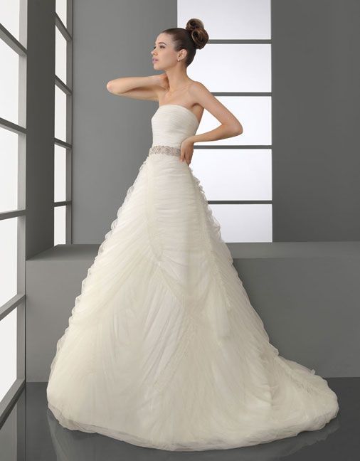 A-line strapless wedding dress.. Love the texture!