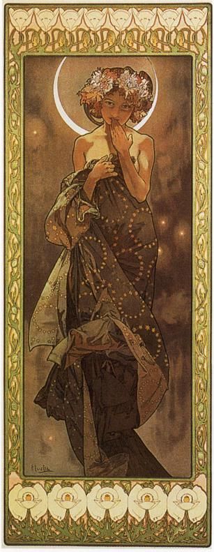 Alfonse Mucha, The Moon, from The Moon And The Stars