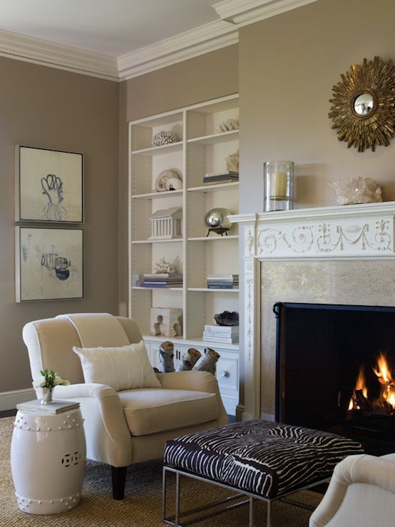 Benjamin Dhong    Luxurious living room design with mocha walls paint color ivor