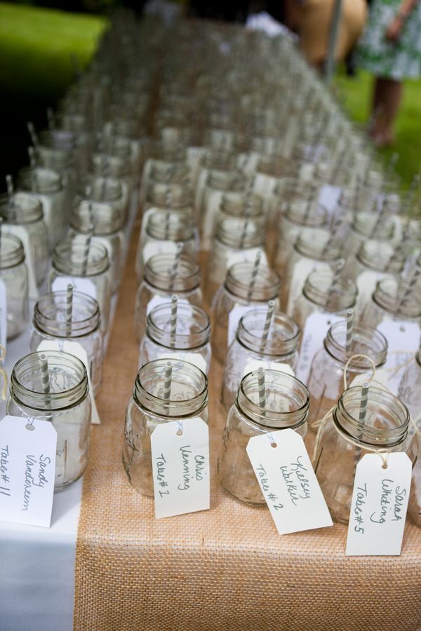 Drinking glasses for name holders…I would love to have mason jars for everyone