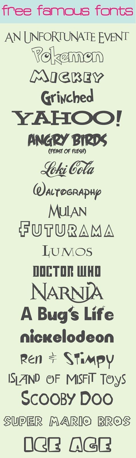 Free Famous Fonts