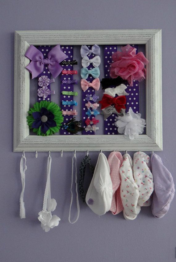 NEW Rustic Wodden Baby Girl Bow Headband and Hat Holder