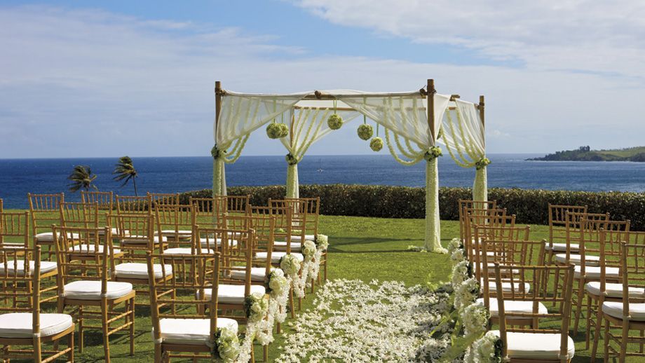 Napili Lawn offers a scenic backdrop for a wedding with panoramic views of the K