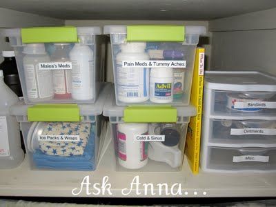 Organised medicines – we keep the items requiring 'parent supervision' o