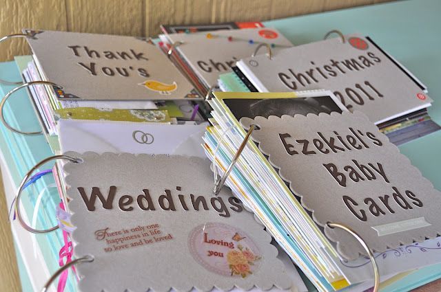 Organize all of the cards you don't want to get rid of into cute books! I&#3