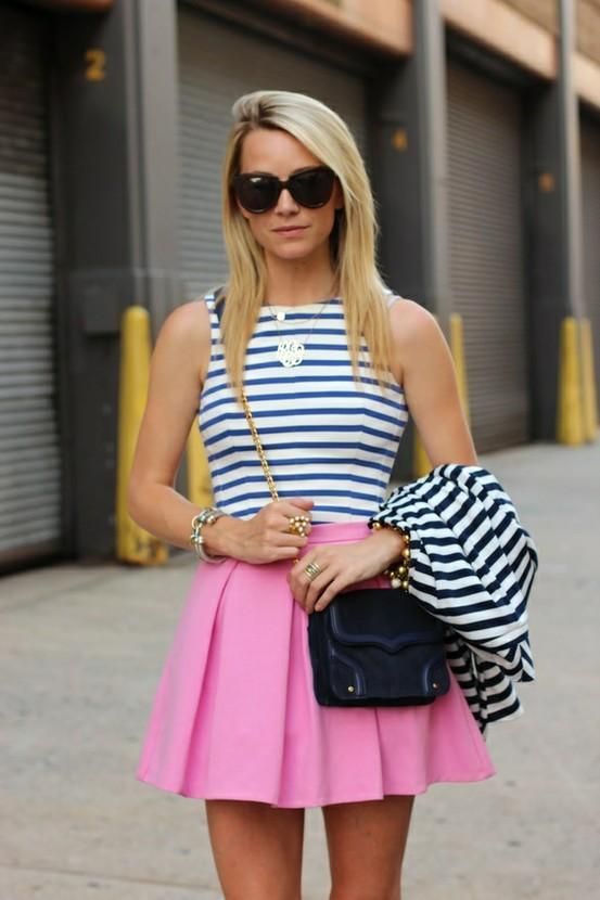 Pastel Pink and Navy Stripes