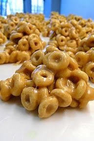 Peanut butter Cheerio treats… simple and quick after-school snack!  And we hav