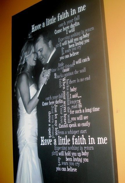 Photo of your first dance with lyrics to the song you danced to, love this idea