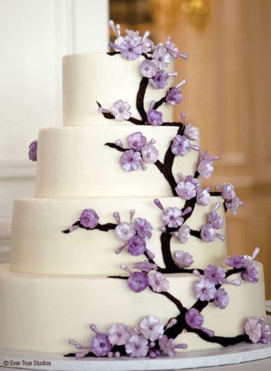 This cake, but instead of purple flowers, just have light orange and pink