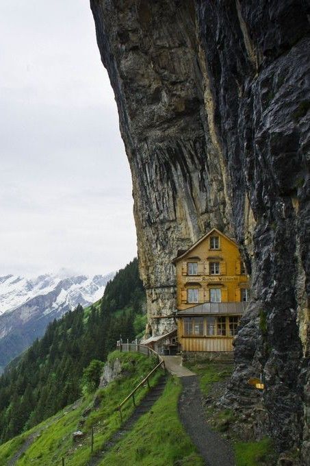 This is both a restaurant and a place to spend the night. You hike up to it with