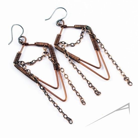 Unique copper earrings – wire wrapped jewelry
