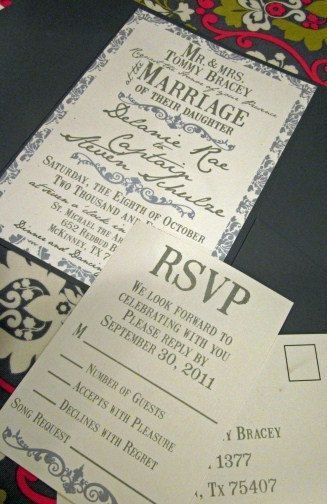 Vintage Damask Wedding Invitation Suite