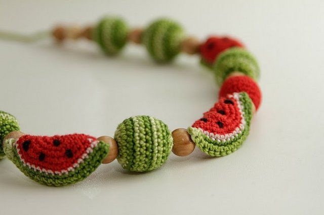 crocheted watermelon necklace