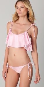light pink string bikini with flowy top