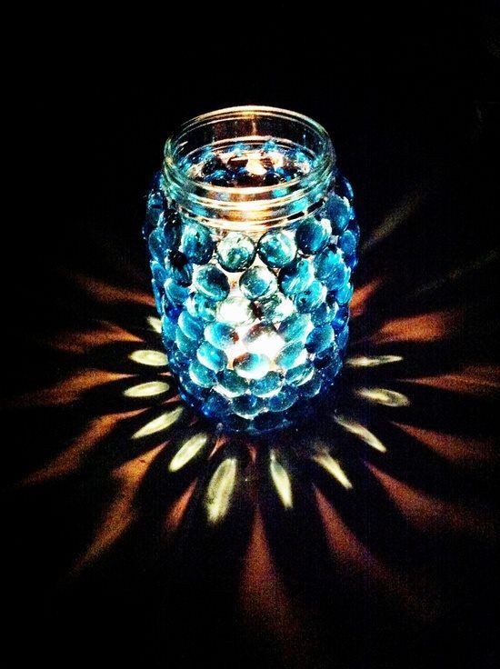 1. Mason Jar + Vase Gems = Amazing DIY Candle Jar… So pretty in the dark! -   42 Easy Things To Do With Mason Jars