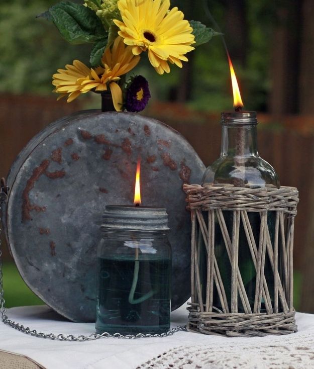 2. Make an Oil Lamp -   42 Easy Things To Do With Mason Jars