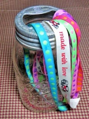 10. Ribbon Dispensers -   42 Easy Things To Do With Mason Jars