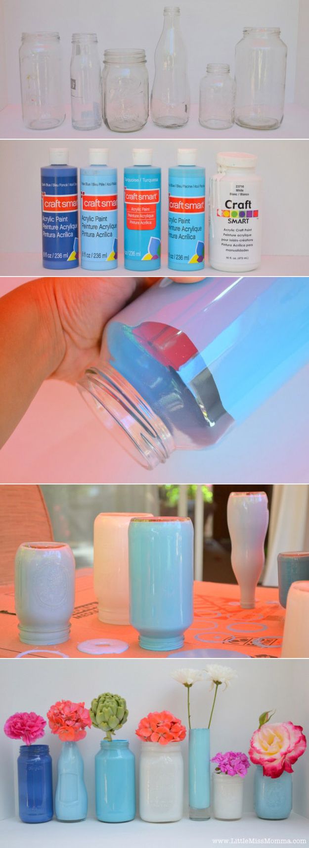 14. Painted Vases -   42 Easy Things To Do With Mason Jars