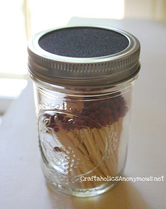 3. Match Holder -   42 Easy Things To Do With Mason Jars