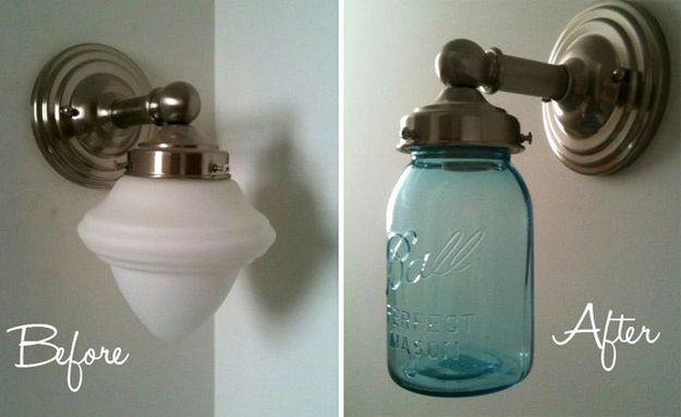 30. Update a Wall Sconce -   42 Easy Things To Do With Mason Jars