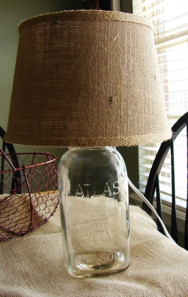 37. Make a Table Lamp -   42 Easy Things To Do With Mason Jars