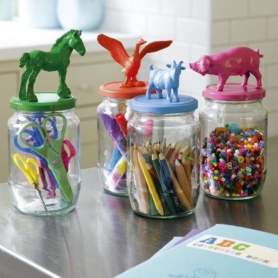 8. Children’s Craft Storage -   42 Easy Things To Do With Mason Jars