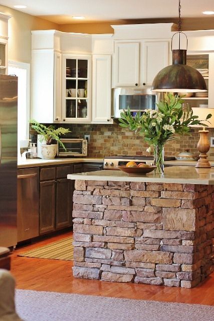 stone/ brick island in your kitchen