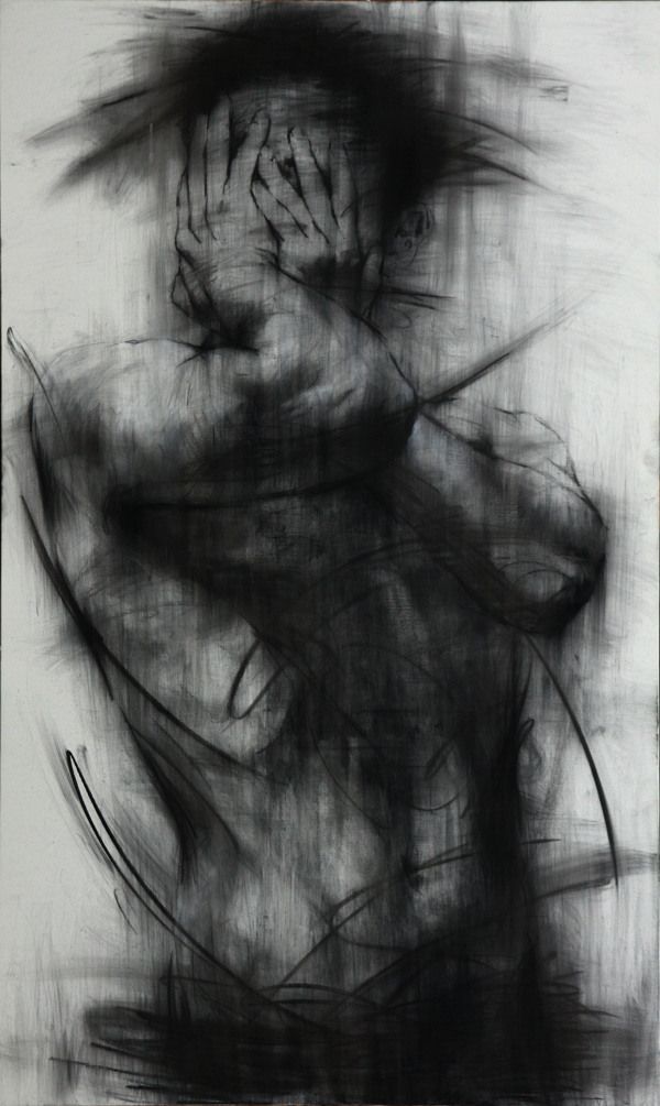 [90] untitled charcoal on canvas 162 x 96 cm 2013 on Drawing Served- stunning wo