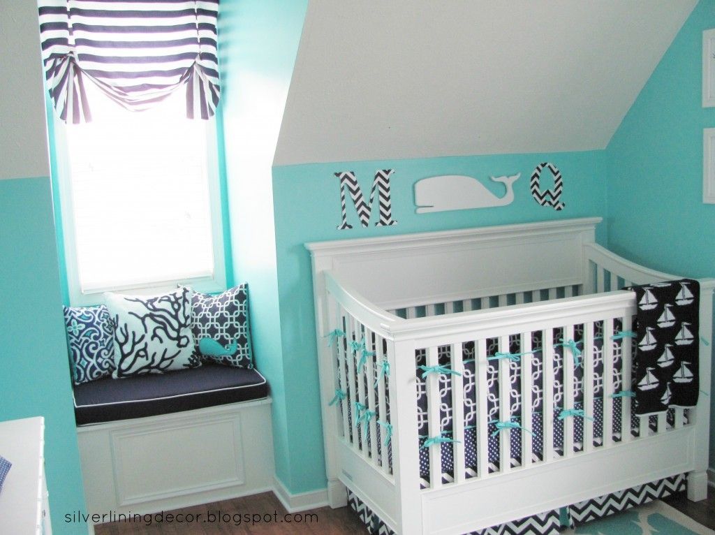 Baby boy nautical nursery #navy #turquoise #chevron #anchors #coral