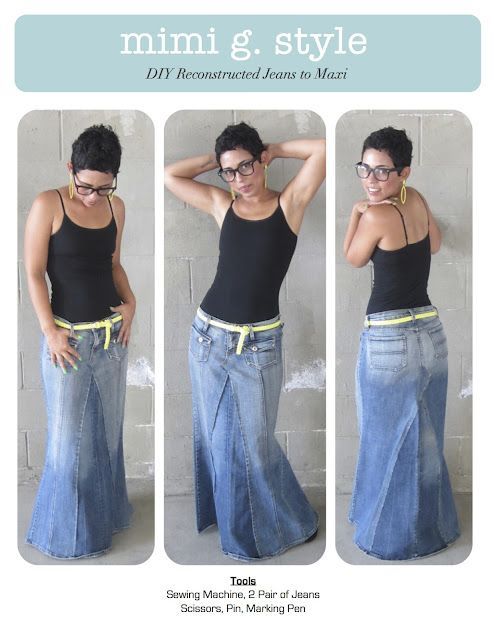 DIY TUTORIAL!!! Reconstructed Jeans to Fabulous Maxi! Plus many other DIY skirts