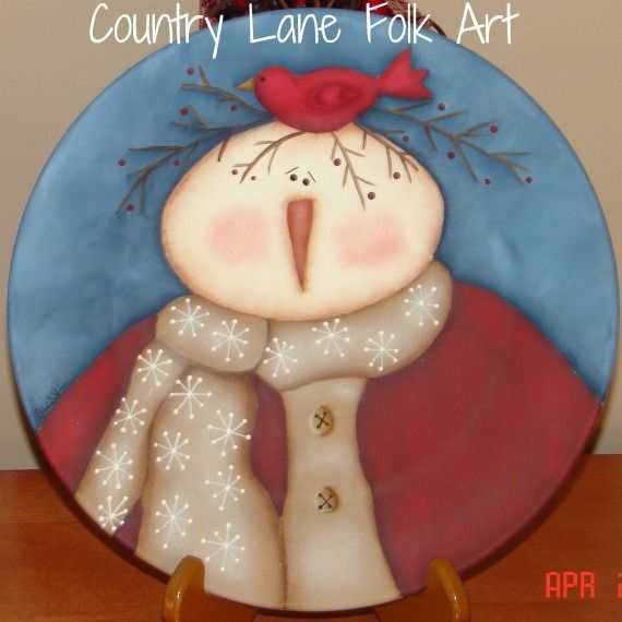 Hand painted snowman plate