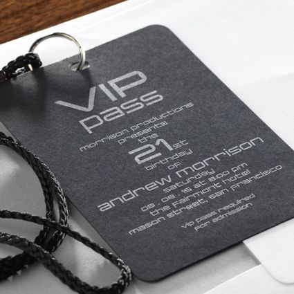 InviteвЂ”VIP Pass for 21st Birthday Party