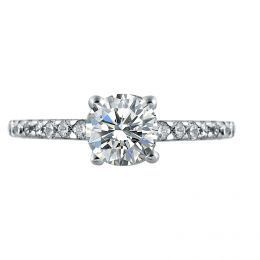 Mazal Diamond : Round Brilliant Cut Engagement Ring with Diamond Band