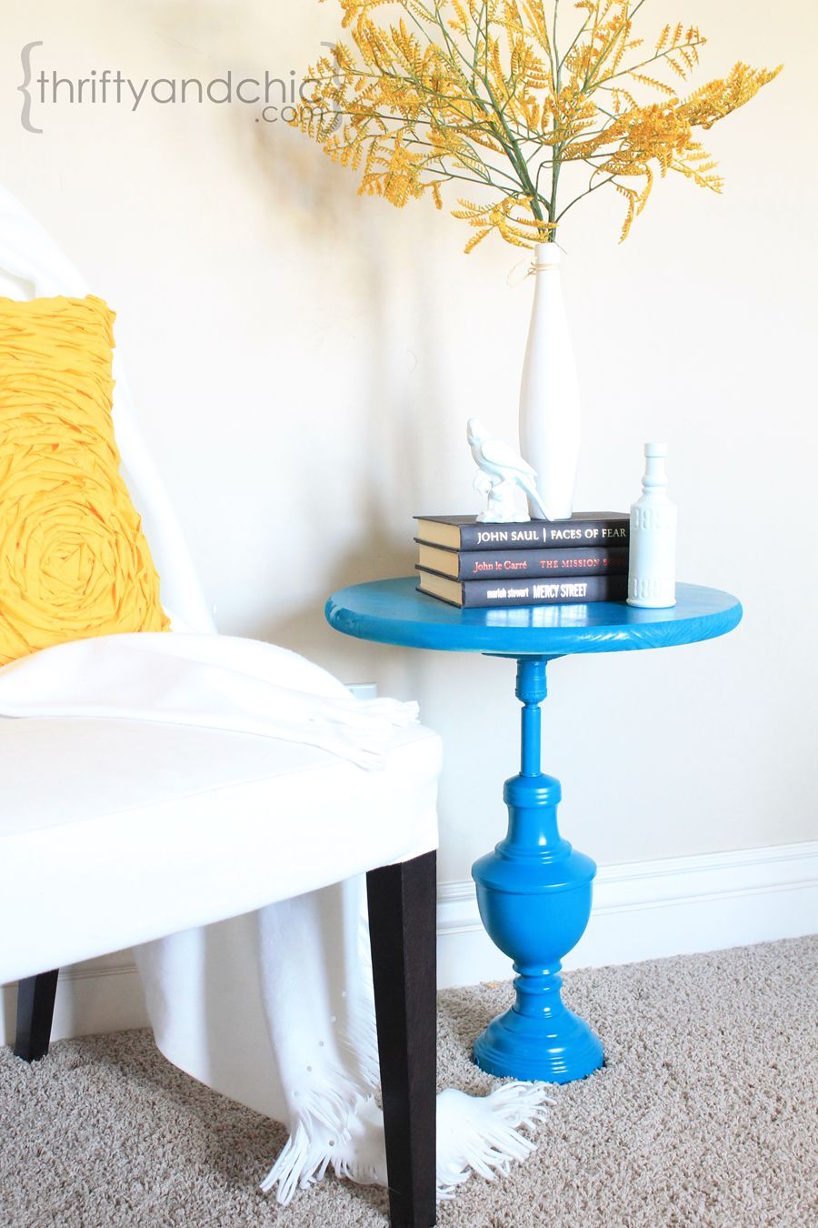 Old Lamp to Side Table Makeover by Thrifty and Chic.