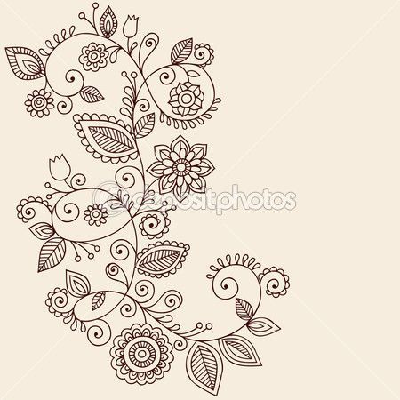 Paisley lace tattoo | Henna Tattoo Paisley Flowers and Vines Doodles Vector вЂ”