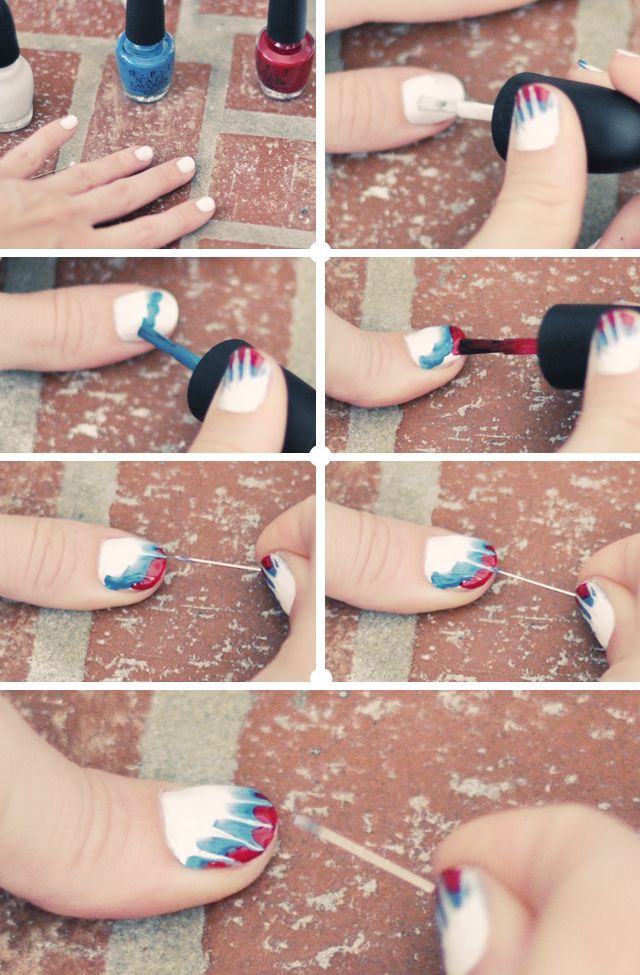 Tie-dyed 4th of July manicure.