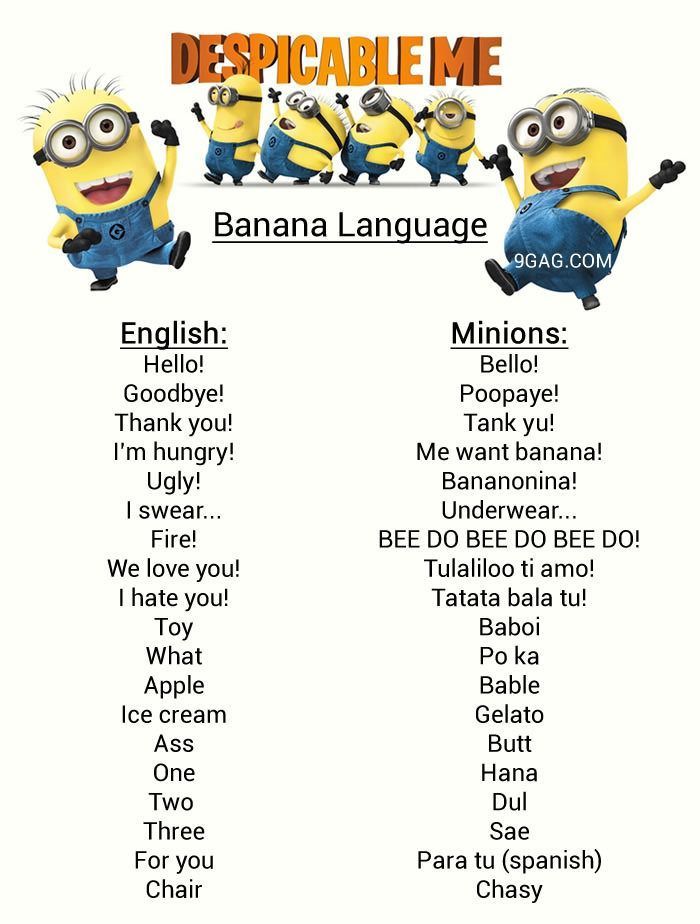 Want to understand Minions a little? Learn their Banana Language!