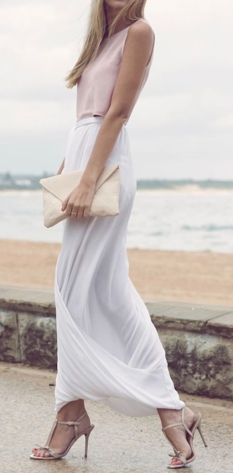 White soft maxi skirt …