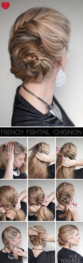 Hair Romance – French fishtail braided chignon hairstyle tutorial