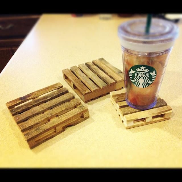 Popsicle sticks amp; hot glue gun – mini pallet coasters! I think these are ador