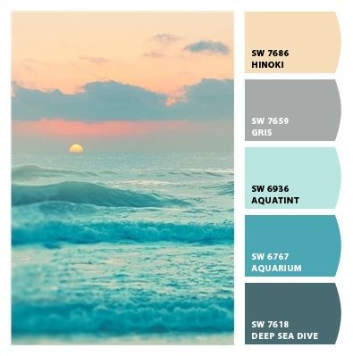 subdued ocean sunset muted blues cool tones palette greys grays peaches blush ba