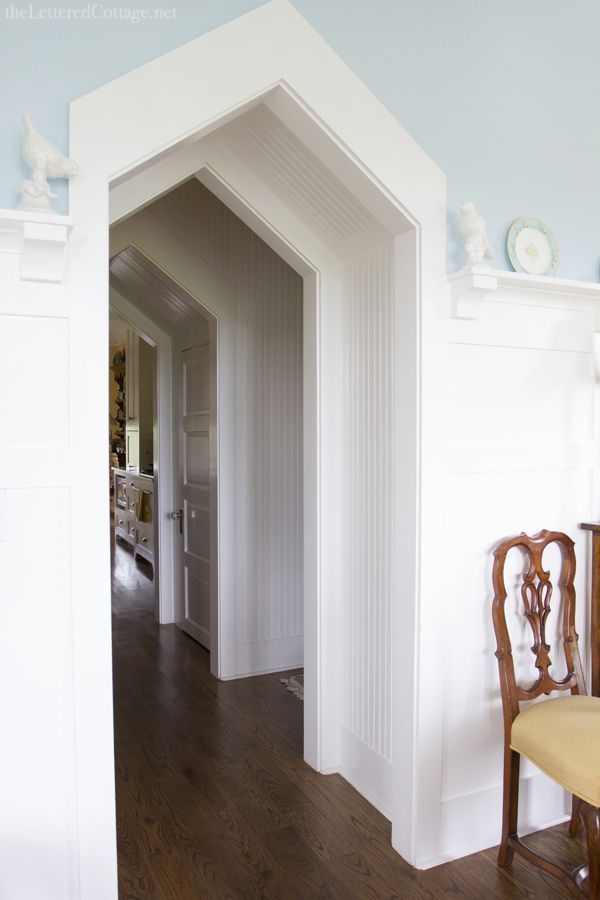 Arched Doorways | The Lettered Cottage | White Beadboard | Aqua Paint