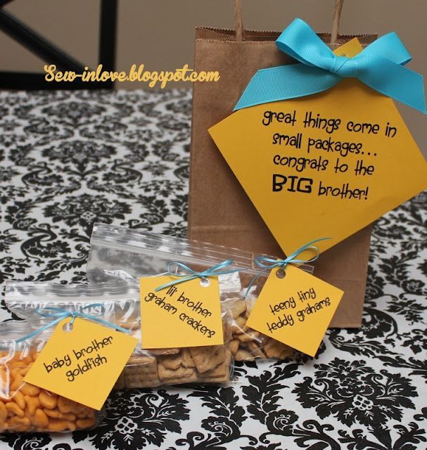 Big Brother Hospital Gift Bag… Fill a bag with miniature snacks that are cute